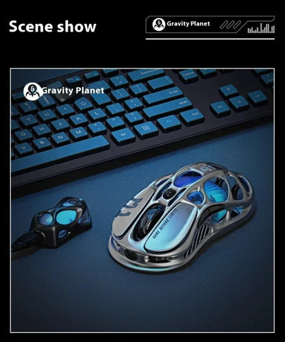 GravaStar M2 Wireless Gaming Mouse PAW3395 26,000 DPI, Magnesium Alloy Tri-Mode Bluetooth, 2.4GHz & Wired RGB Gaming Mouse