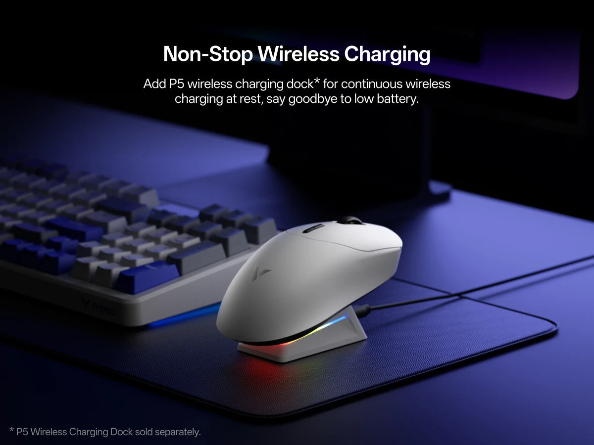 Rapoo VT2 MAX Wireless E-sports Gaming Mouse with 8K Polling Rate Optical Sensor Ergonomic Design 53g Lightweight for PC Laptop