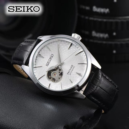 Seiko Fashion Business Machinery Watch Simple Casual Men's and Women's Couple Watch High Quality Leather Strap Waterproof Watch