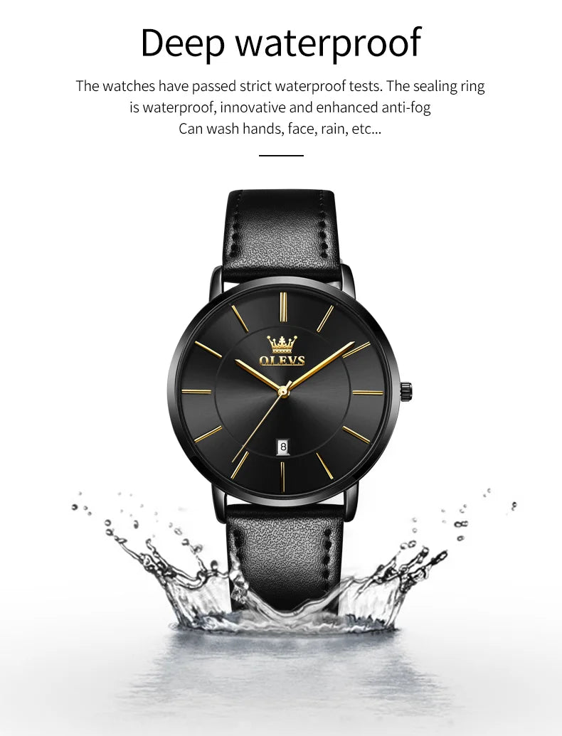 OLEVS 5869 Men's Watch Japan Quartz Movement Thin Case Fashion Waterproof Watch For Men Calendar Simple Original Male Wristwatch