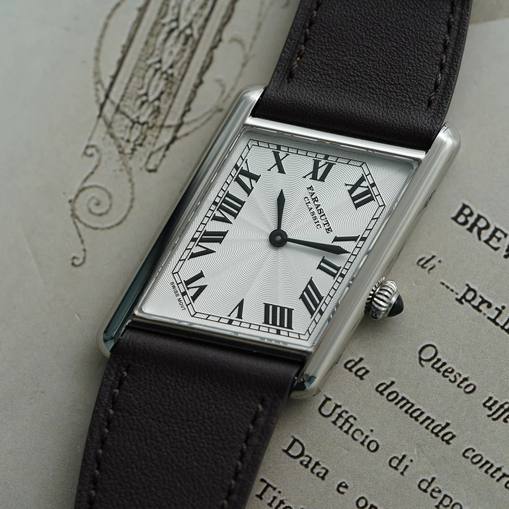 FARASUTE New Unique Square Stainless Steel Quartz Watch Men Casual Sapphire Glass Swiss Movement Waterproof Wristwatches Male