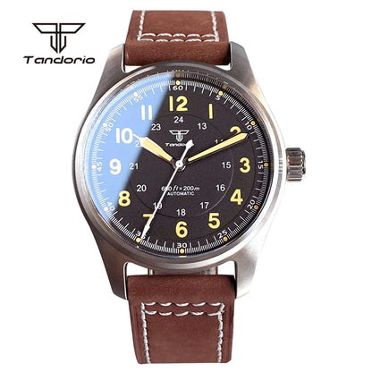 Tandorio Dive 39mm Pilot Men's Stainless Steel Automatic Watch Japan NH35/Miyota 8215/PT5000 AR Sapphire Glass 20BAR Luminous