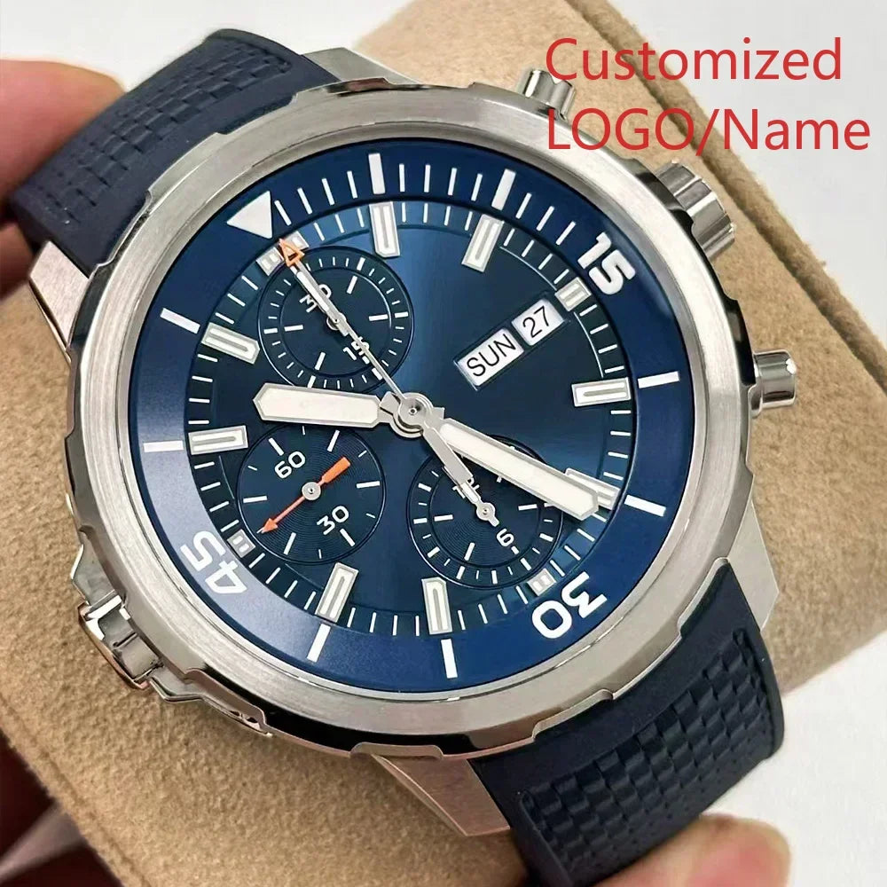 A11 Store Customized Watch  Men Chronograph Watch Aquatimer Watches Multifunctional Stainless Steel Black Blue Rubber