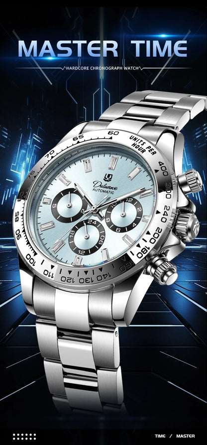Watch For Men Luxury Stainless Steel Clock Fashion Casual Multi-functional Design Automatic Mechanical Wristwatch