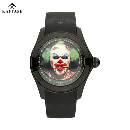KAFYASE Fashion Earth  Bubble Rubber Automatic Watches Luxury Men 46mm Mechanical Wristwatches Art Eye Ball Dial Classic Watch