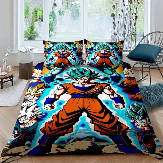 Cartoon/Anime Son Goku Dragon Ball bedrukte beddengoedset: deze zachte en comfortabele set bevat een dekbedovertrek en kussensloop