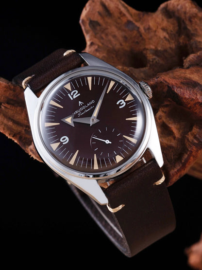 Hruodland F033 Retro Classi Quarrz Men's Watches VD78 Movement Stainless Steel Black Brown Leather Strap Wristwatches