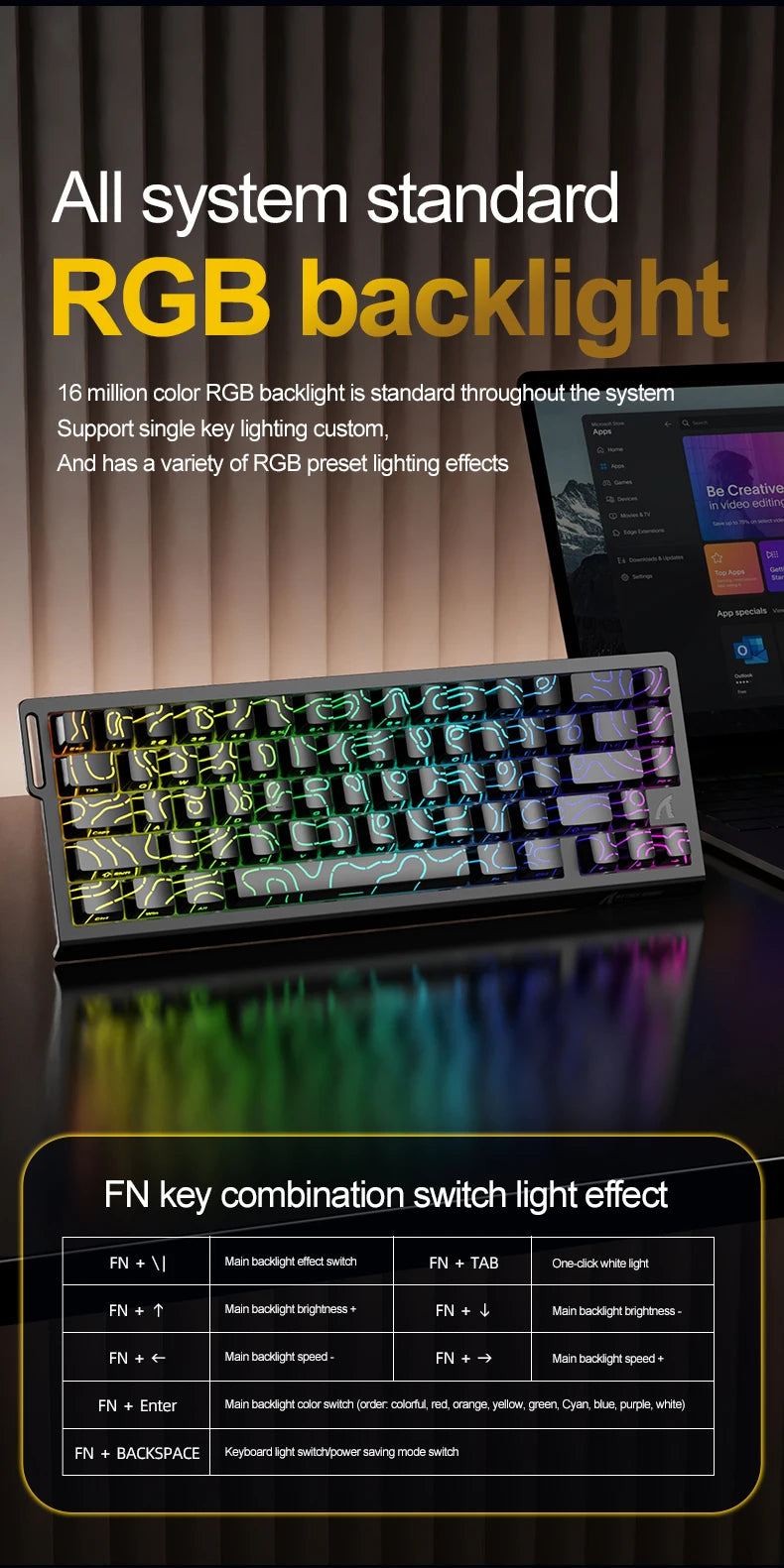 ATTACK SHARK X68 HE Rapid Trigger 8KHz Magnetic Keyboard, 0.01mm RT Accuracy, 60% Layout, RGB, Support RT/Snap Tap/DKS/MT/TGL