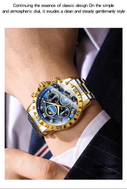 Chronograph Luxury Brand Stylish Men Luminous Wrist Watches For Male Clock Stainless Steel Band Men Business Quartz Watches