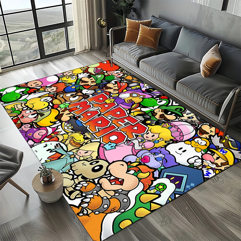 Retro Mario Cartoon  Area Rug,Carpet Rug for Home Living Room Bedroom Sofa Doormat Decor,Kids Play  Floor Mat