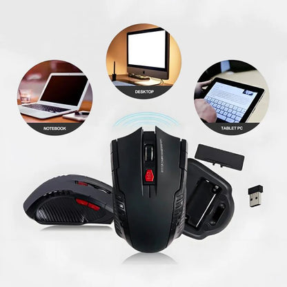 2.4GHz belaidė optinė žaidimų pelė su USB imtuvu, 2000DPI, 6 mygtukai, kompiuterio ir nešiojamojo kompiuterio priedas