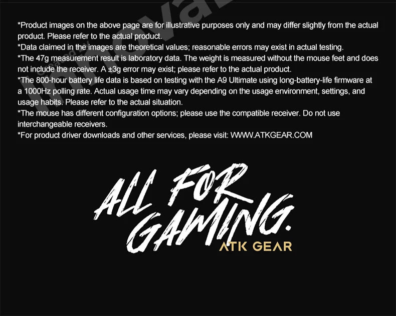 ATK Dragonfly A9 Ultimate Ασύρματο Gaming Mouse A9 Air PAW3950 Εξαιρετικά Ελαφρύ Εργονομικό Ποντίκι E-sports για Gamer FPS CSGO A9 Ultra