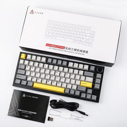 Ajazz AK820/AK820Pro Gaming Mechanical Keyboard Bluetooth 5.1/Wireless/wired  Custom Keyboard With Heat Exchange Sealed Button