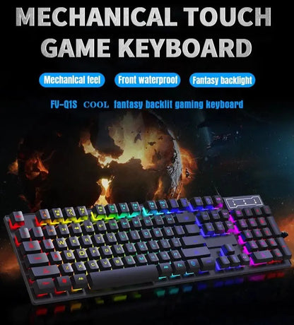 RGB Wired Mechanical Keyboard 104 Keys of Backlit Key Caps Gaming and Office Keyboard For Microsoft Windows and Apple IOS System
