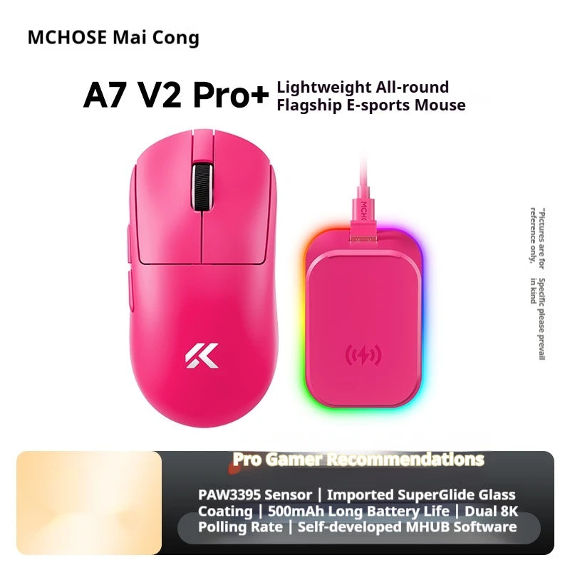 Bezdrôtová myš MCHOSE A7 V2 Ultra+ Tri-Mode Lightweight Paw3950 Ti 42000dpi 500mah pre PC, e-šport a notebook – herná myš a príslušenstvo