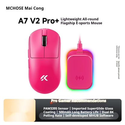 Bezdrôtová myš MCHOSE A7 V2 Ultra+ Tri-Mode Lightweight Paw3950 Ti 42000dpi 500mah pre PC, e-šport a notebook – herná myš a príslušenstvo