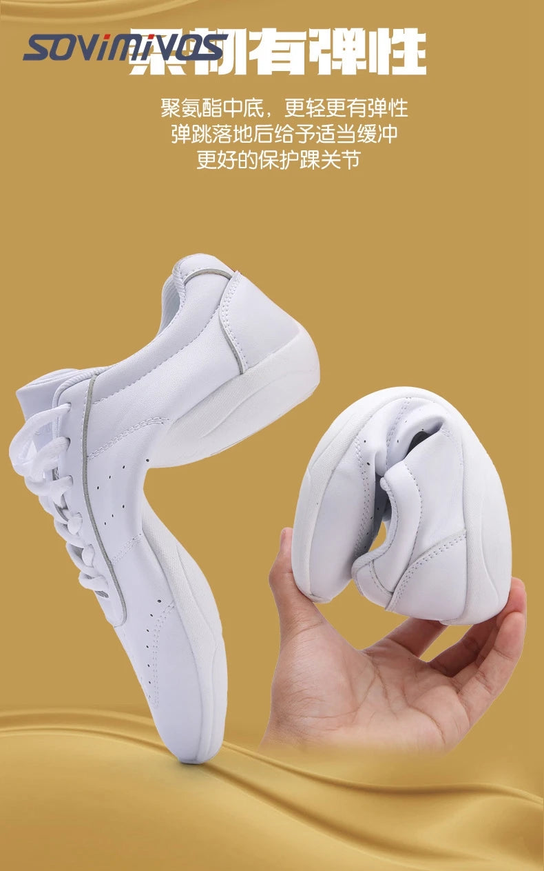 Zapatillas de baile para mujer, zapatillas deportivas planas y ligeras, zapatillas de gimnasia aeróbica de competición, zapatillas deportivas para fitness, zapatillas de baile blancas.