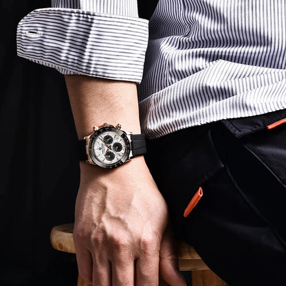 PAGANI DESIGN V2 40MM Relógio masculino de quartzo com mostrador meteorito, safira, cronógrafo retro, impermeável para homem