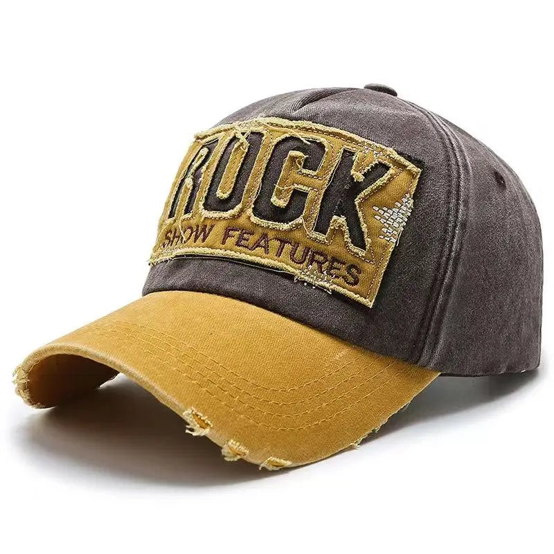 Boné de basebol em algodão com bordado ROCK de alta qualidade para homem e mulher, boné snapback Gorras para desporto ao ar livre e proteção solar