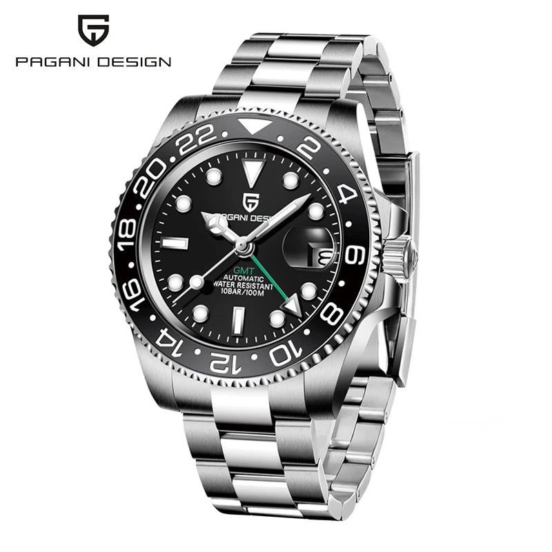 Montre automatique PAGANI DESIGN GMT 1662, montre-bracelet pour homme de 40 mm, étanche jusqu'à 100 m, montres-bracelets mécaniques pour homme Cloc
