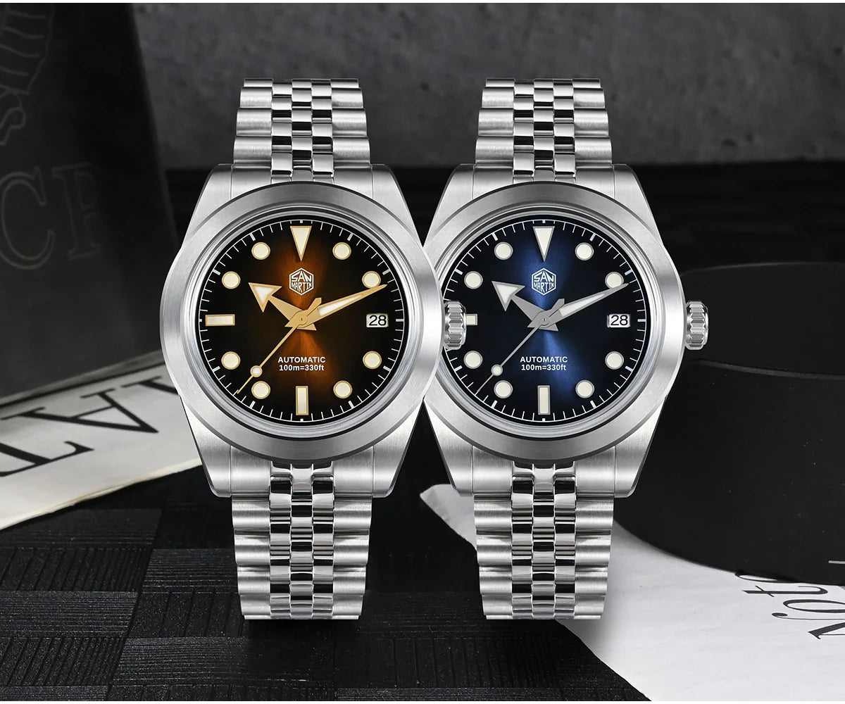 San Martin New 39mm Sport Watch Enamel Dial NH35 Automatic Mechanical Men Dress Watch Sapphire Waterproof 100m Luminous SN0053