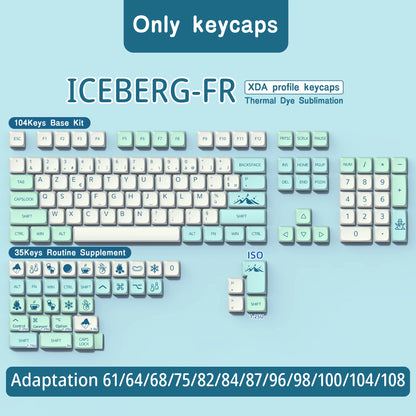 Keycaps Iceberg perfil XDA brasileño coreano japonés ruso español francés ISO Enter PBT para teclado mecánico GK61