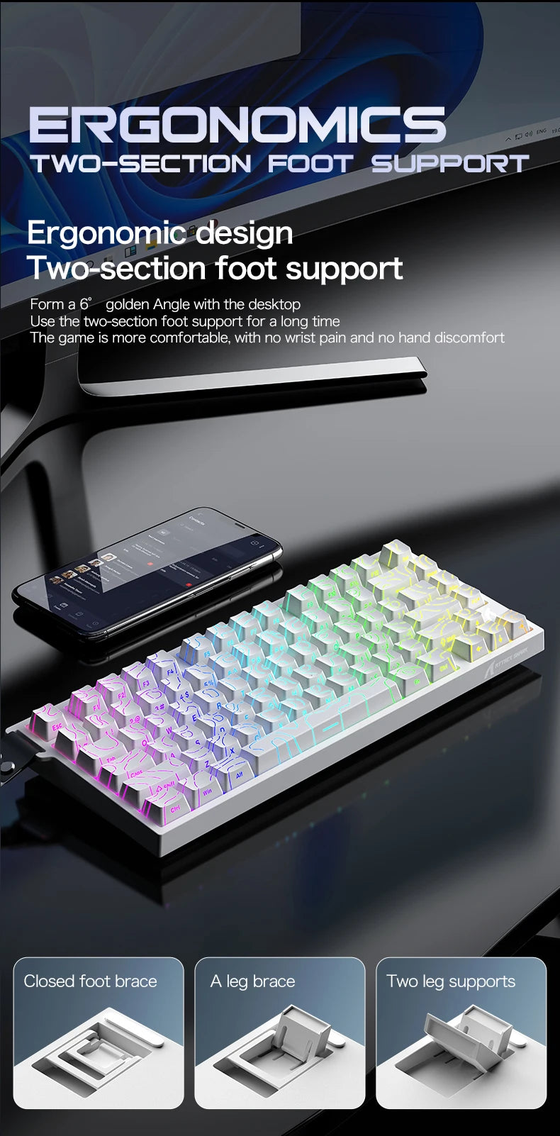 ATTACK SHARK R82HE Gaming Keyboard Magnetic 75% Wired 8000Hz Rapid Trigger ProGamer Keyboard, 0.005mm RT Accuracy, 0.08ms Latency