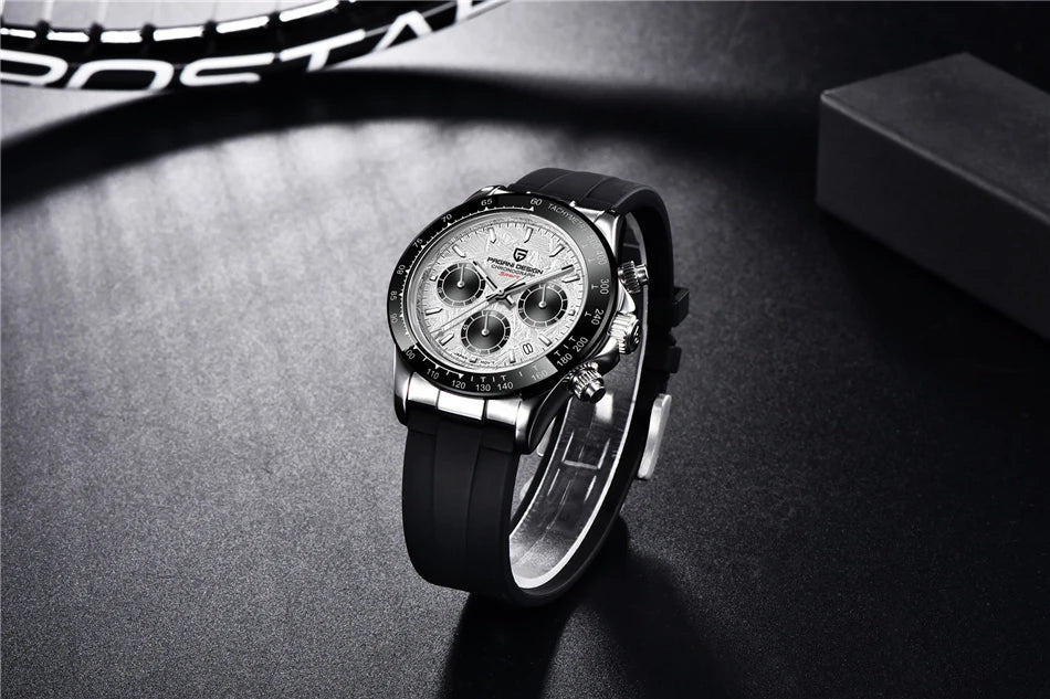 PAGANI DESIGN V2 40MM Relógio masculino de quartzo com mostrador meteorito, safira, cronógrafo retro, impermeável para homem