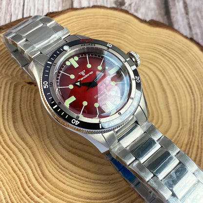 200M Water Resistant Mechanical Wristwatch Miyota 8215 Domed Sapphire Glass 120 clicks Bezel Steel Band Luminous Marks