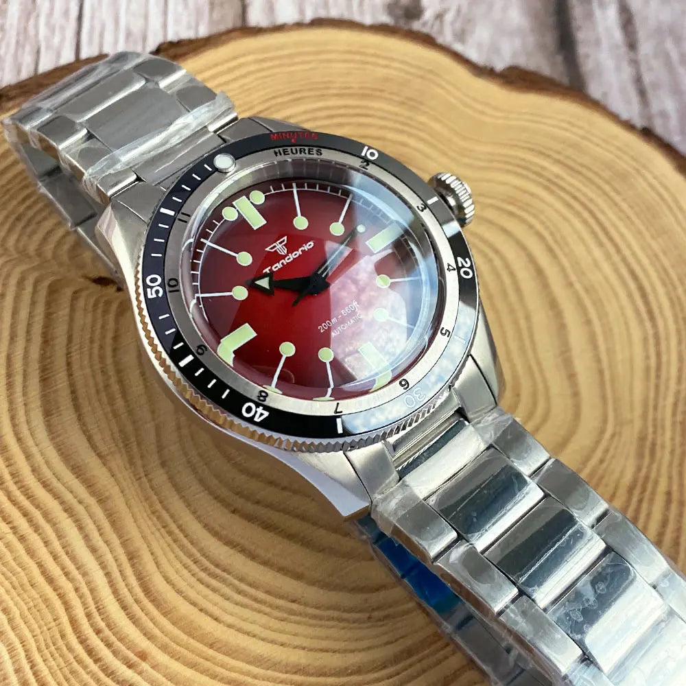 Pilot Watch 200M Water Resistant Mechanical Wristwatch NH35A PT5000 Miyota 8215 Domed Sapphire Glass 120 clicks Bezel Steel Band