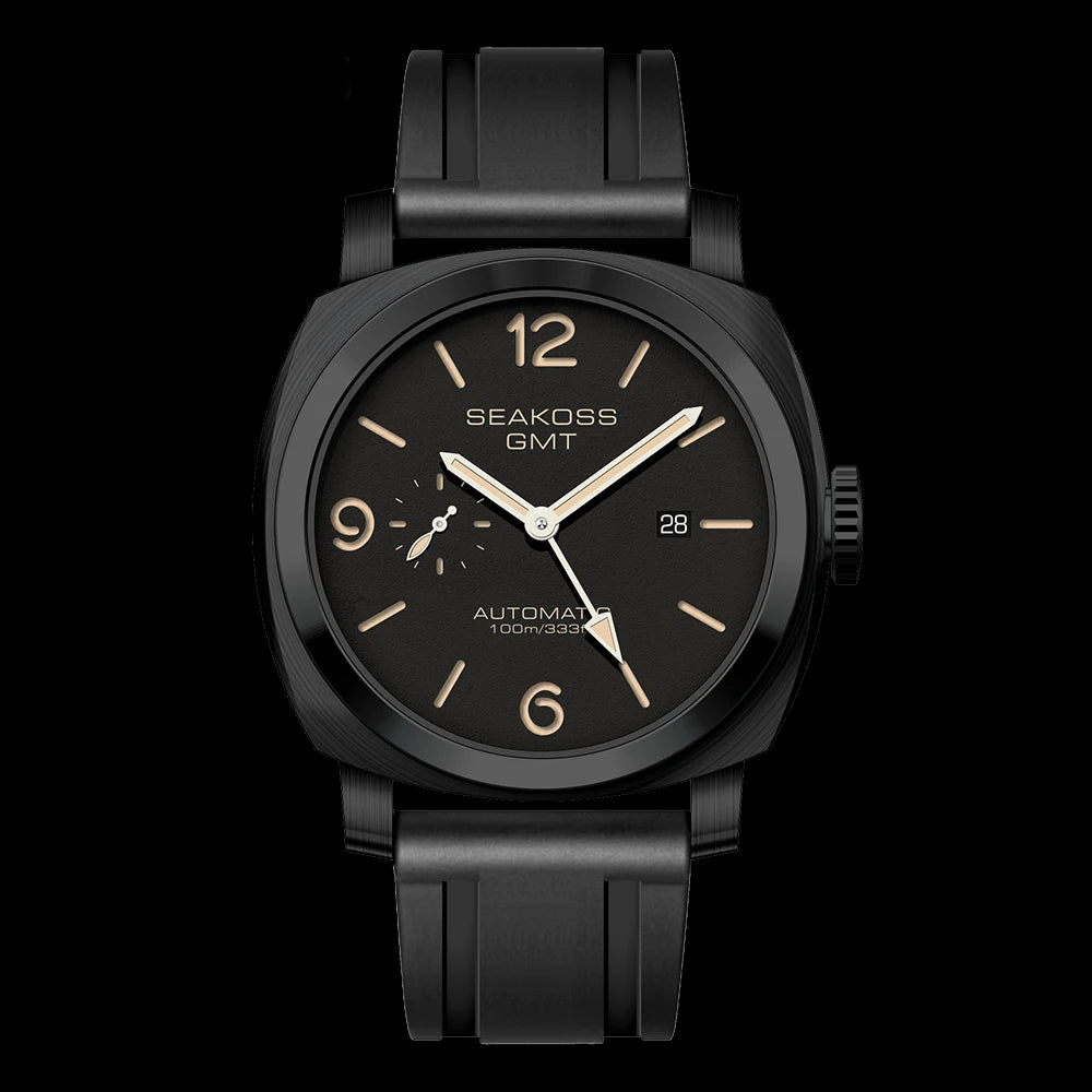SEAKOSS 100m Diving Men GMT Automatic Mechanical Watches 1963 Clock 2557 Seagull Movement Super Luminous Sapphire Wristwatches