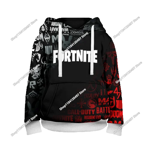 Παιδικές μπλούζες με κουκούλα Fortnite Cartoon, casual φούτερ με κουκούλα για το φθινόπωρο, ανδρικά μαλακά φούτερ με τσέπη, φαρδιές ανδρικές μπλούζες με μακριά μανίκια