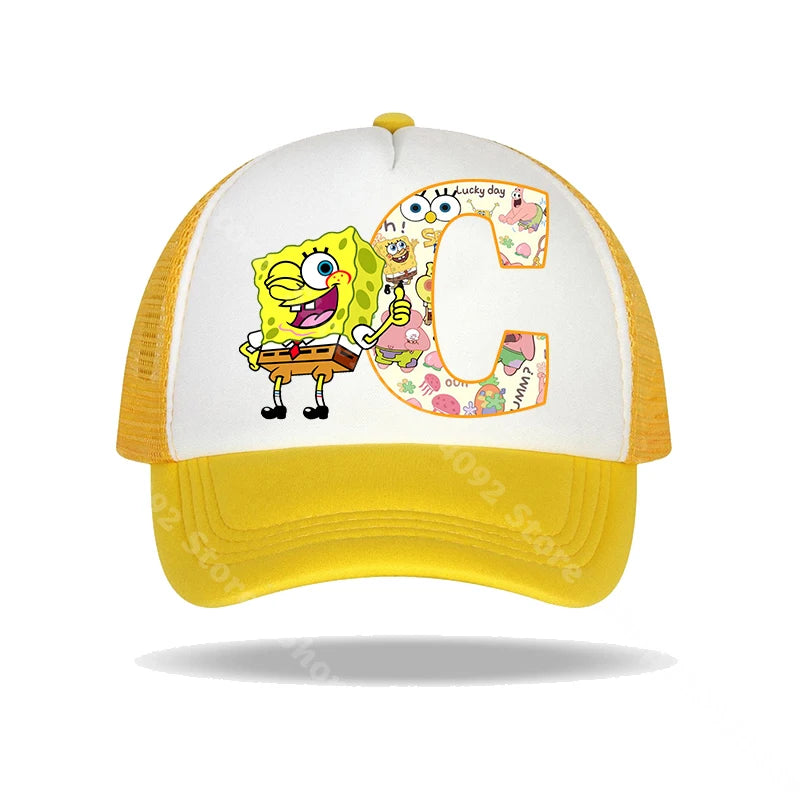 Casquette de baseball Bob l'éponge pour enfants et adultes, imprimé lettres, chapeaux de soleil, anime, dessin animé, casquettes à visière réglable, chapeau décontracté d'été, nouveauté
