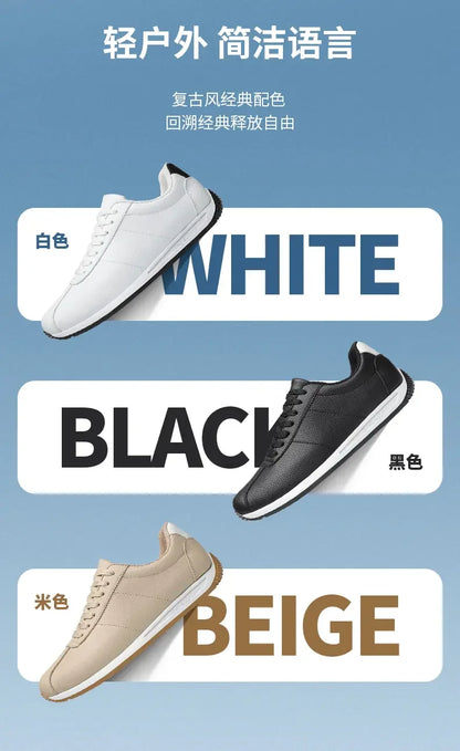 Zapatillas deportivas de cuero PU para tiempo libre, running, verano, moda, antideslizantes, montañismo, tenis, tendencia, superventas, para hombre, blancas, planas
