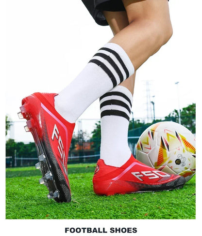 Botas de fútbol para hombre, antideslizantes, para niños, para exterior, zapatillas de fútbol superventas, para partido sobre césped, de alta calidad, con tacos, de caña alta y ligeras