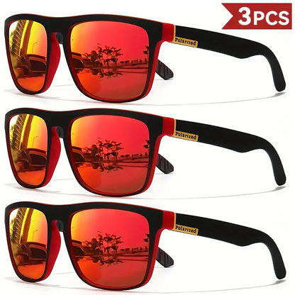 1/3/4PCS Men Classical Square Sports Sunglasses Lightweight PC Frame UV400 for Driving Fishing Cycling Unisex Durability
