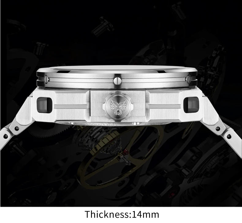 Yelang V1216 Men Watch Luxury Brand Watch 42mm Hollow Dial Japan MIYOTA 8N40 Automatic Movement 100M Waterproof Watch Luminous