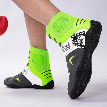 2026 Professional Boxing Shoes Big Size Wrestling Shoes Lightweight Outdoor Male Gym Training Sneakers White Red Man