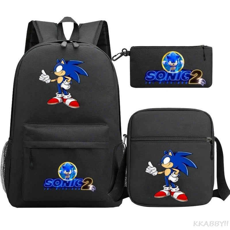 Sonic Backpacks Student School Bags for Teen Men Women Tote Bag Clutch Pocket Nylon Backpacks Travel Mochilas