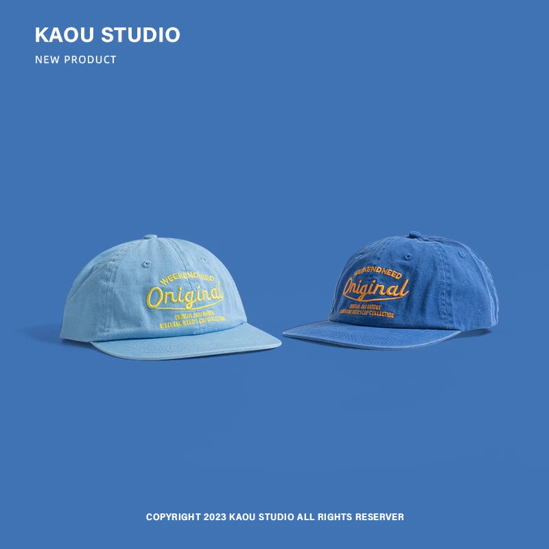 Baseballkappe für Frühling und Herbst, Soft-Top-Stickerei, für Damen und Herren, universell kombinierbar, Street-Tide-Marke, Schirmmütze mit breiter Krempe als Sonnenschutz