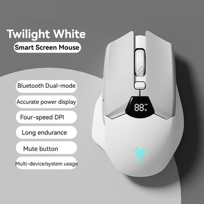 Bezprzewodowa mysz Bluetooth 2.4G z wyświetlaczem, akumulatorem 600mAh o dużej pojemności i cichymi przyciskami do gamingu oraz pracy biurowej