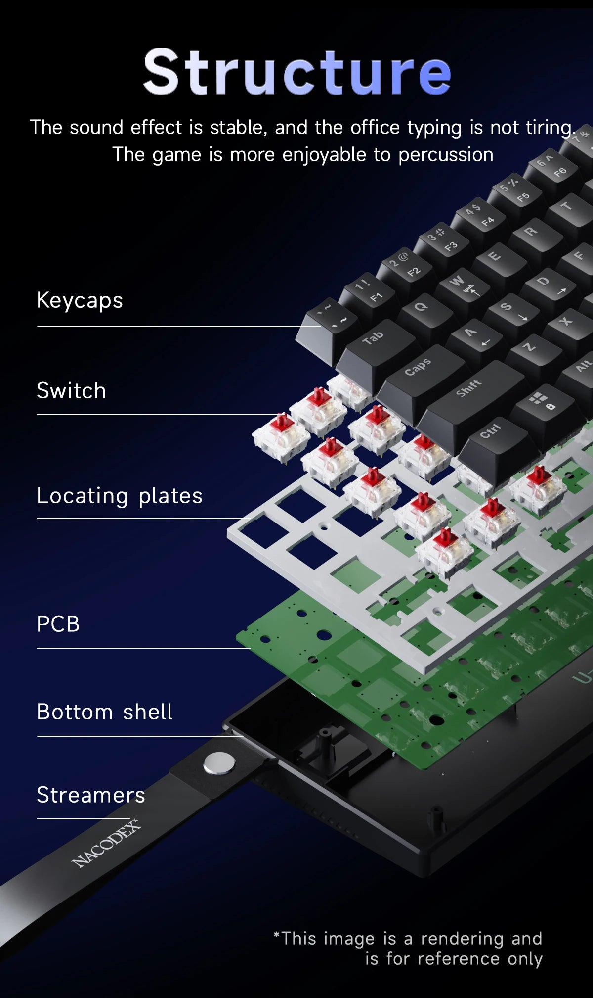 Ajazz NK61 Wired Mechanical Gaming Keyboard 61 Keys RGB Hot-Swap Mixed Color Red Switch Compatible with Win/Mac for Gamers