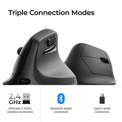Keychron M5 безжична ергономична мишка, оптична, 8K Polling Rate, 2.4GHz и Bluetooth, Type-C, 3950 сензор
