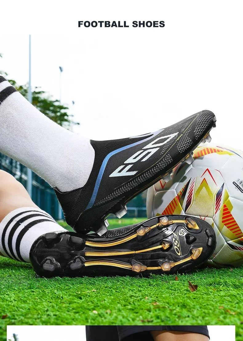 Botas de fútbol para hombre, antideslizantes, para niños, para exterior, zapatillas de fútbol superventas, para partido sobre césped, de alta calidad, con tacos, de caña alta y ligeras