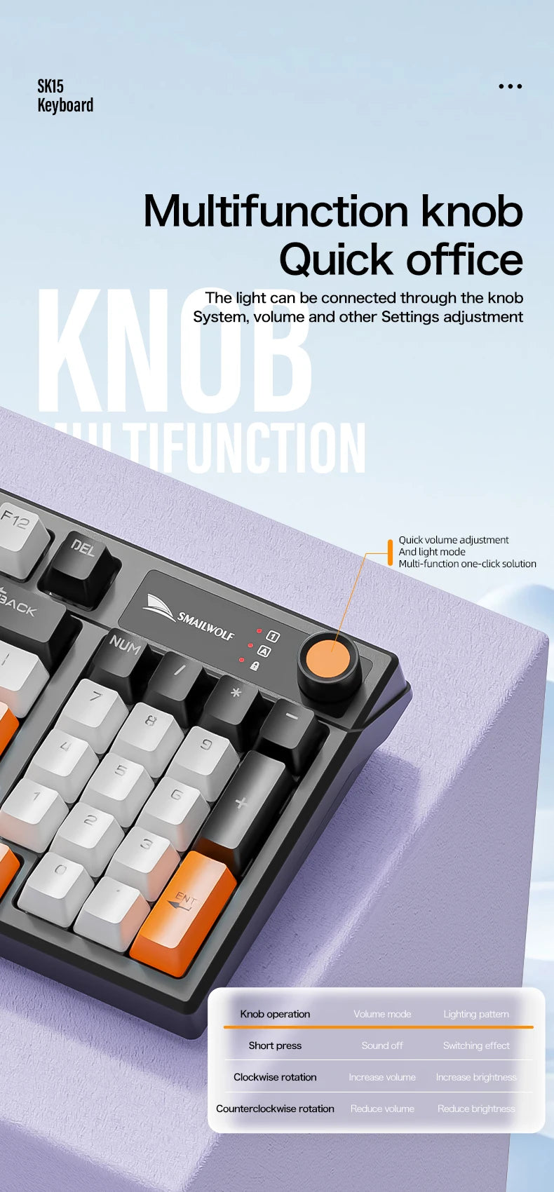 SMAILWOLF SK15 Laptop Gaming Wired Mechanical Keyboard Full Key Rollover Customized in Spanish
