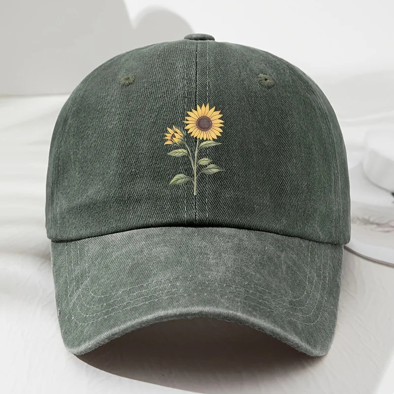 Casquette de baseball « Dad Hat » au motif rétro de tournesols, adaptée aux sports de plein air, à la pêche et au camping, casquette de randonnée
