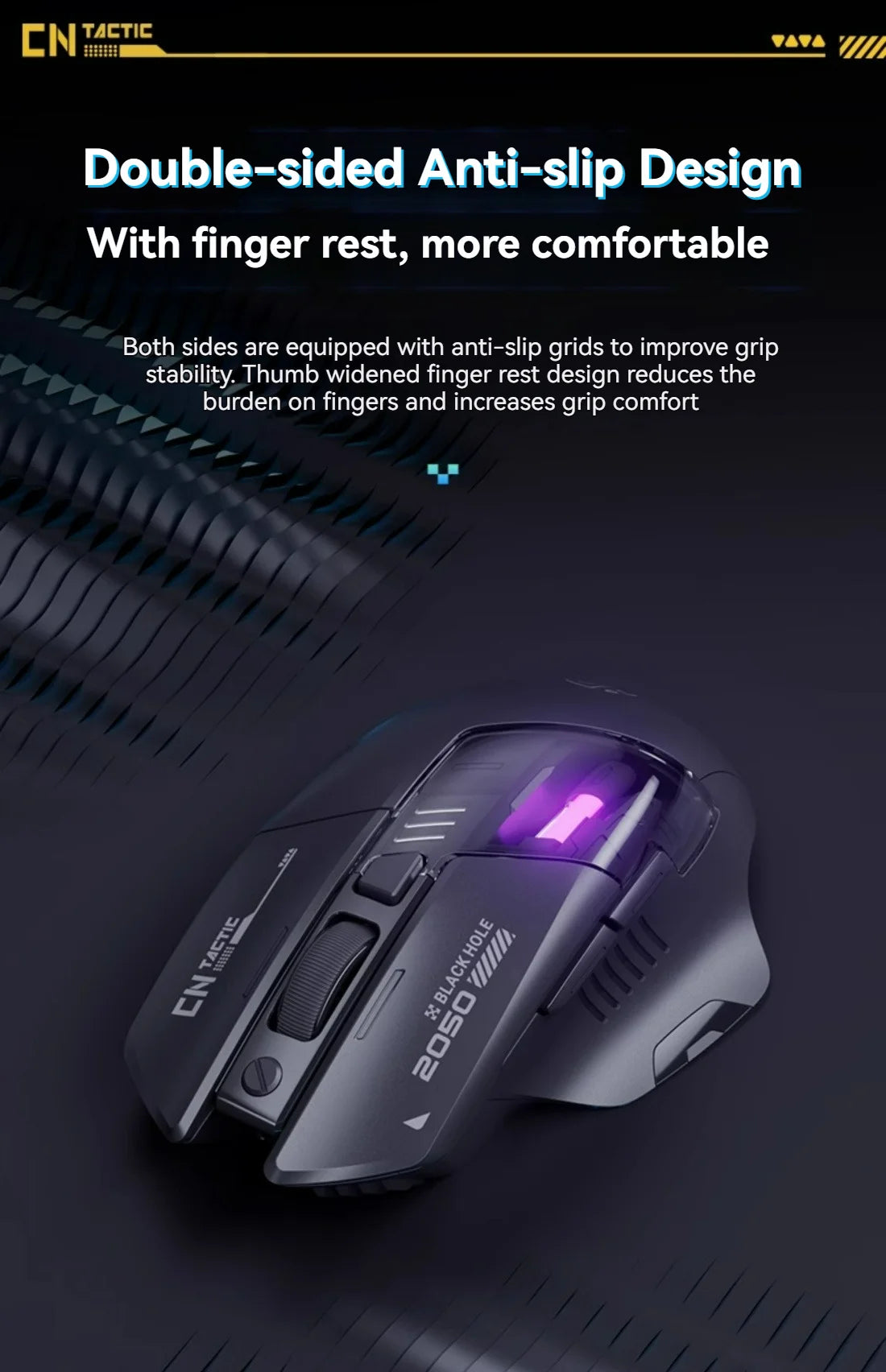 Inphic A9 pro Three-mode Game Mouse Colorful Light Guide Pillar Power Indicator DPI Adjustable Macro-driver Ergonomics 12800DPI