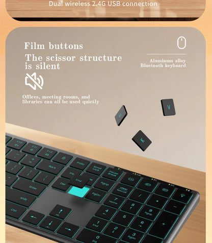 Backlight Bluetooth Keyboard Multi-Device Full Size Wireless Keyboard with Number Pad, Rechargeable Slim Multimedia Keyboard