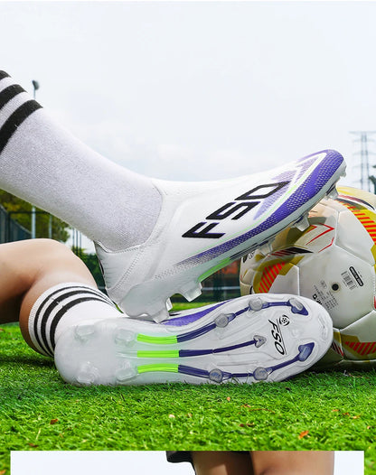 New Men Football Boots Non-Slip Outdoor Sneakers Match Grass Cleats High-quality Soccer Shoes Futsal Hot-selling High-top Light