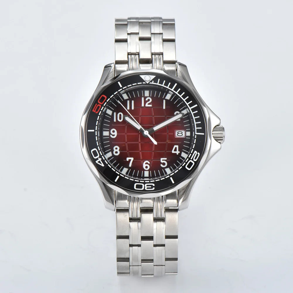 Parnsrpe Nouvelle montre de plongée automatique Miyota 8215 pour homme, sport de luxe, cadran vert, luminescent, verre saphir, date, étanche, bus